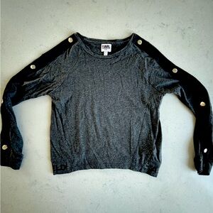 Karl Lagerfeld Gray Crew Neck Sweater with Black Accents